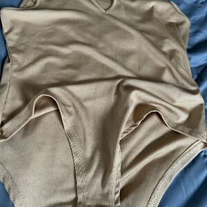 Ribbed Tan Bodysuit